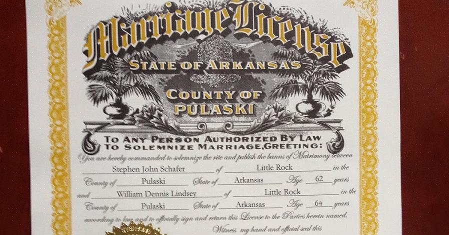 As licenças de casamento em Arkansas são emitidas pelo escritório do County Clerk local