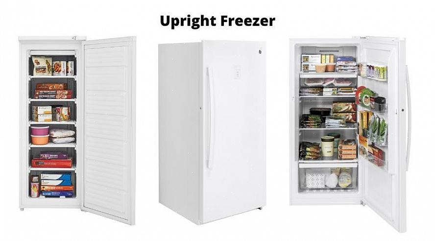 Um freezer vertical com degelo automático liga